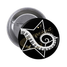 Musical Star golden notes Pinback Buttons
