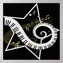 Musical Star golden notes Posters