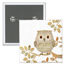 Musical Tree Owl Button