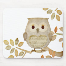 Musical Tree Owl Mouse Pad