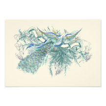 Musical Vintage Peacock Bird Wedding Response Card Custom Announcements