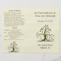 Musical Whispy Tree Wedding Program Flyer Design