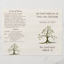 Musical Whispy Tree Wedding Program Flyers