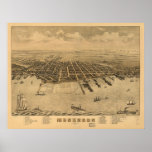 Muskegon Michigan 1874 Antique Panoramic Map Poster