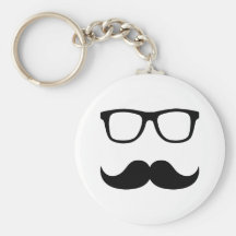 Mustache glasses keychain