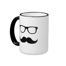 Mustache glasses mug