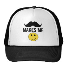 Mustache Makes Me Smile, Black Handlebar Stache Trucker Hat