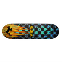Mustang Flames Chequered Skateboard
