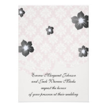 muted pink and white cream damask pattern personalised invites