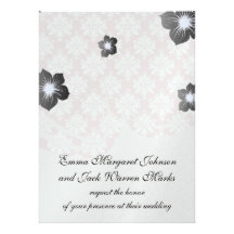 muted pink and white cream damask pattern custom invitations