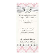 muted pink and white cream damask pattern custom announcements