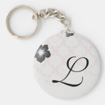 muted pink and white cream damask pattern keychains