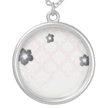 muted pink and white cream damask pattern personalised necklace