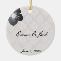muted pink and white cream damask pattern christmas tree ornaments