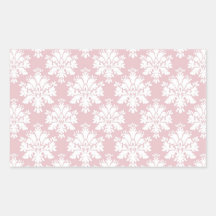 muted pink and white cream damask pattern sticker