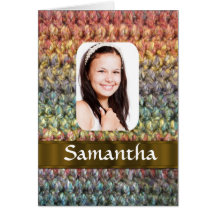 Muticolored wool photo template greeting card