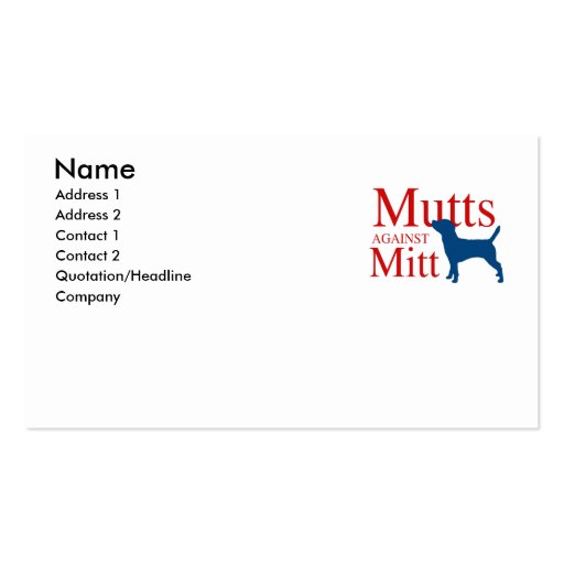 Mutts against Mitt Business Cards