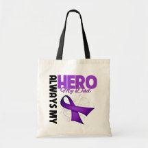 My Dad Always My Hero - Purple Ribbon Bags