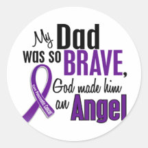 My Dad Is An Angel Pancreatic Cancer Round Sticker