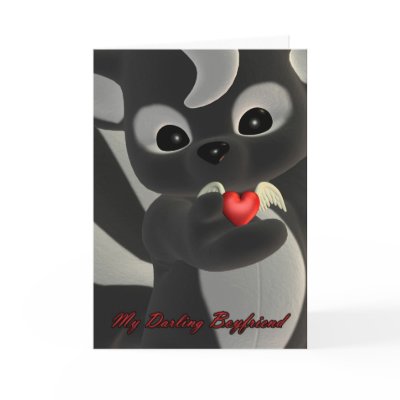 My Darling Boyfriend Cute little Skunk with flying Greeting Cards by moonlake