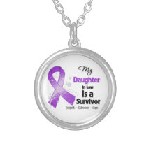 My Daughter-in-Law is a Survivor Purple Ribbon Pendant
