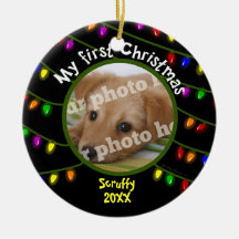 My First Christmas Custom Pet Photo Fun Lights Ornaments