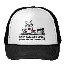 My geek dog does my homework hats