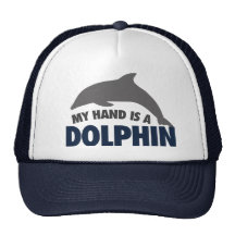 My hand is a dolphin mesh hat