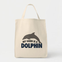 My hand is a dolphin tote bags