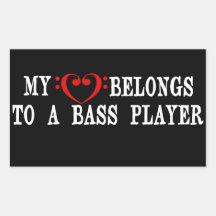 My Heart Belongs To A Bass Player Rectangle Stickers