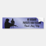 My Husband Protects Your Freedom (Navy Wife) Bumper Sticker