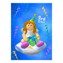My Little Angel Third Birthday Personalized Announcements