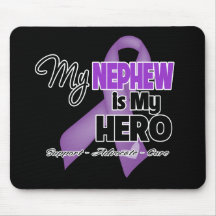 My Nephew is My Hero - Purple Ribbon Mouse Mats