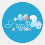 My prince is turning 2 round stickers