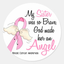 My Sister Is An Angel 2 Breast Cancer Stickers