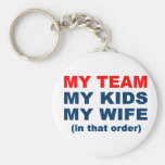 My Team My Kids My Wife in that order Keychain