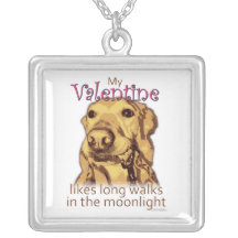 My Valentine Likes Long Walks - for dog lovers Necklaces