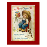 My Valentine Think Of Me Vintage Postcard