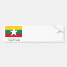 Myanmar Flag with Name Bumper Stickers