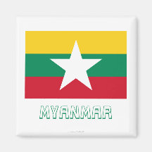 Myanmar Flag with Name Magnet
