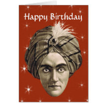 Mysterious Magical Genie Head Face Turban Birthday Greeting Card