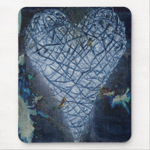 Mystic Blue Heart Mousepads