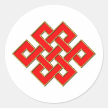 Mystic Knot - Red & Gold 1 Round Stickers