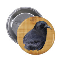 Mystic Raven Portrait Celtic Pagan Art Pinback Button