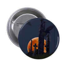 Mystical Raven, Moon & Goth Graveyard Buttons