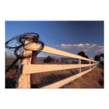 NA, USA, Washington, near Walla Walla, fence, Photographic Print