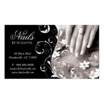 Nail Salon Business Card Black White Silver business cards