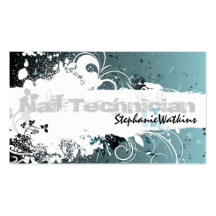Nail Technician Business Card Grunge Splatter Teal