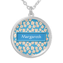 Naive daisies on blue custom jewelry