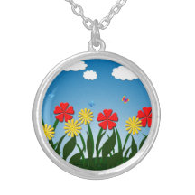 Naive nature scene personalised necklace